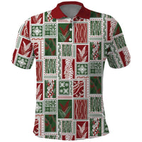 Mele Kalikimaka Hawaiian Quilt and Lei Patchwork Polo Shirt - Polynesian Pride