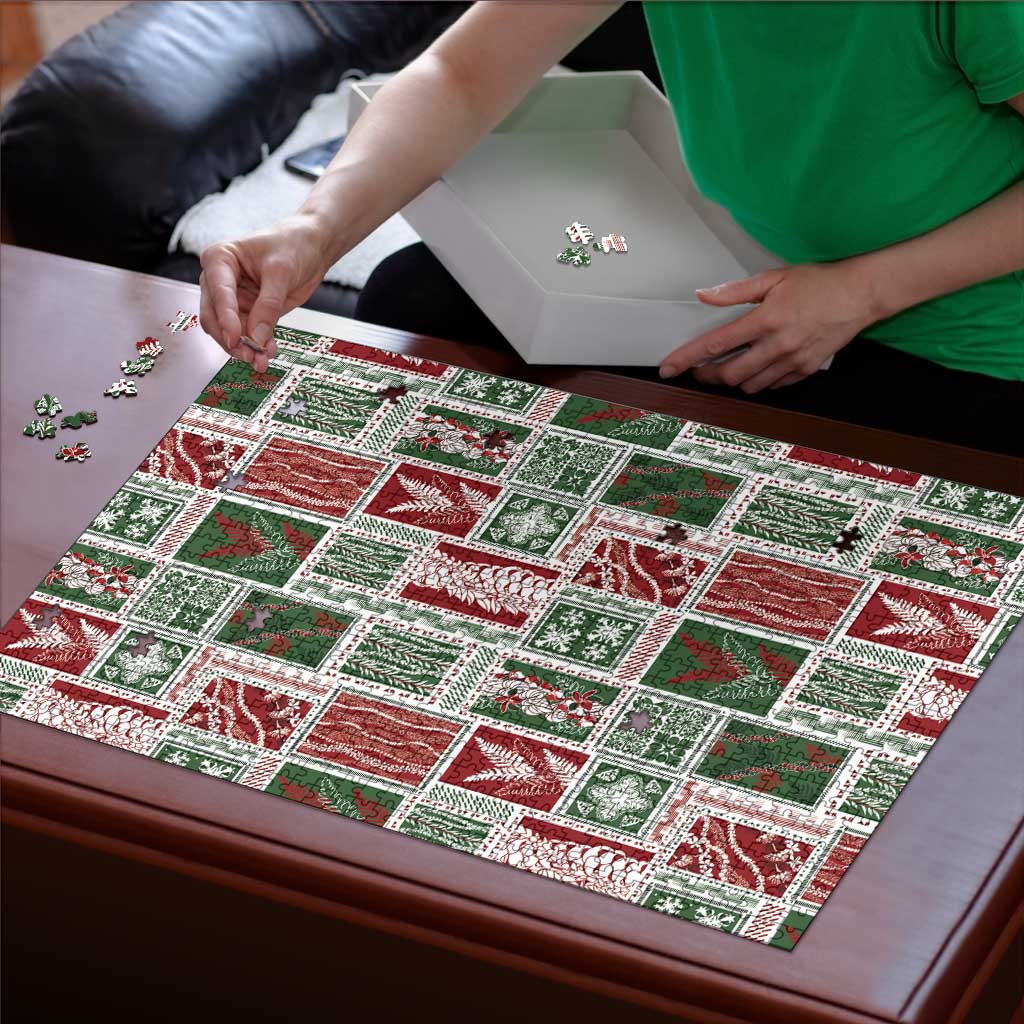 Mele Kalikimaka Hawaiian Quilt and Lei Patchwork Puzzle - Polynesian Pride