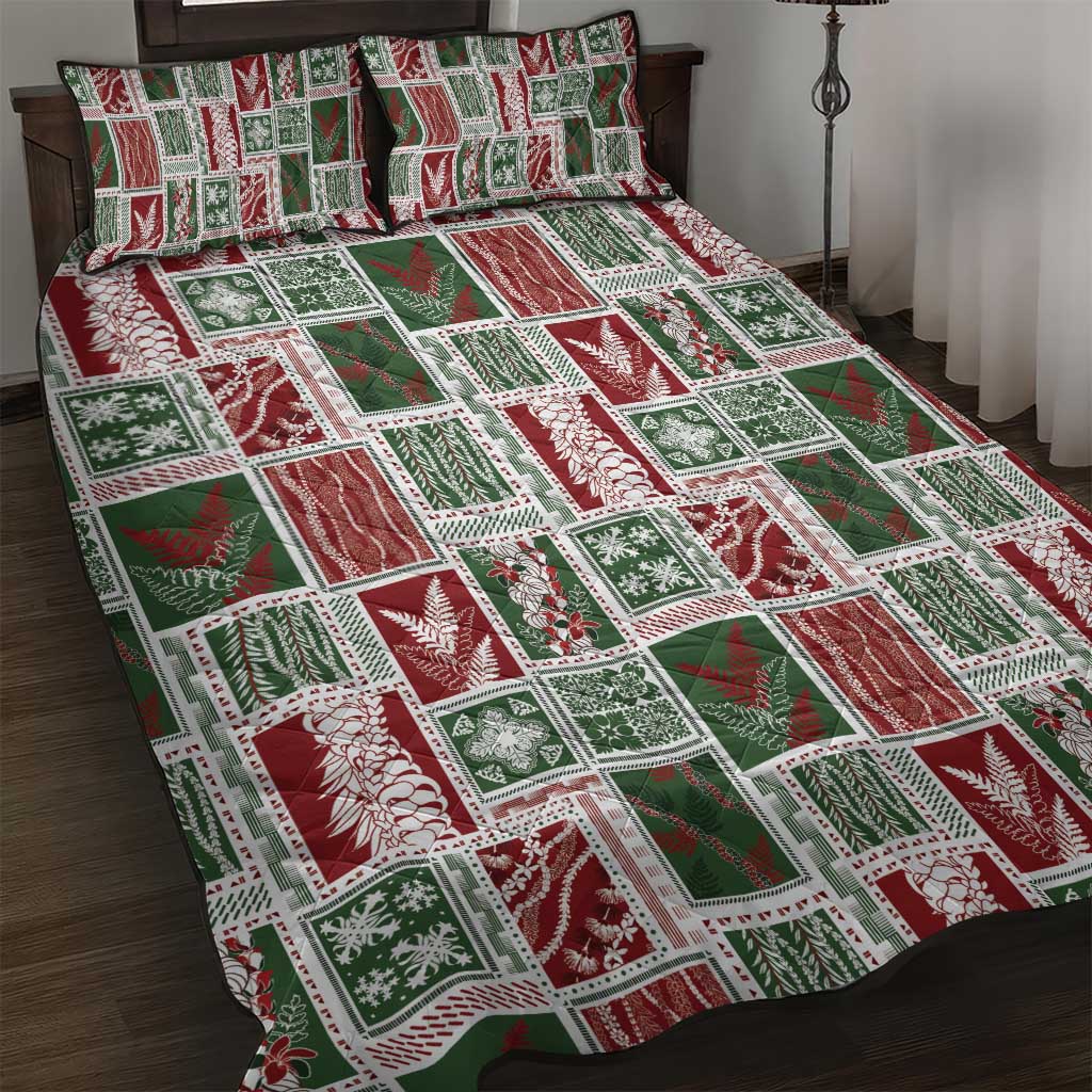 Mele Kalikimaka Hawaiian Quilt and Lei Patchwork Quilt Bed Set - Polynesian Pride