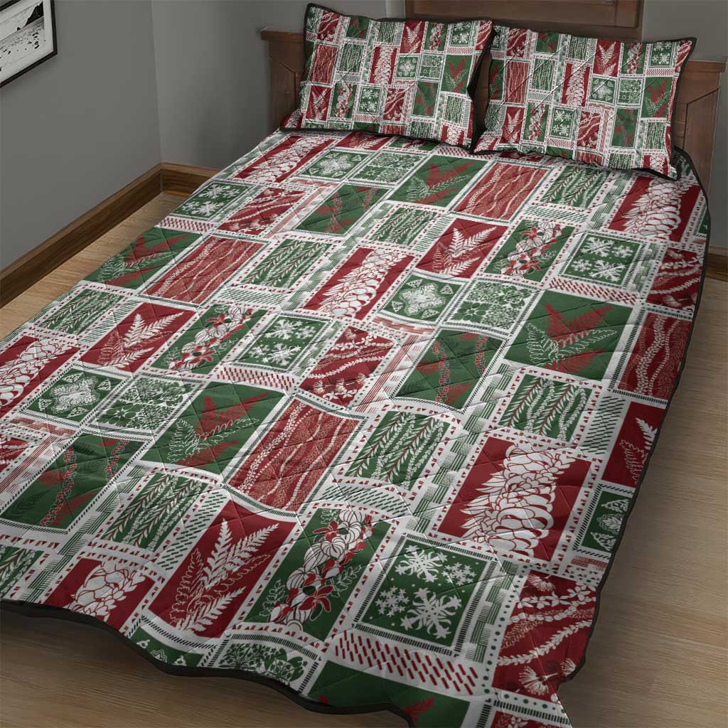 Mele Kalikimaka Hawaiian Quilt and Lei Patchwork Quilt Bed Set - Polynesian Pride