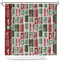 Mele Kalikimaka Hawaiian Quilt and Lei Patchwork Shower Curtain - Polynesian Pride