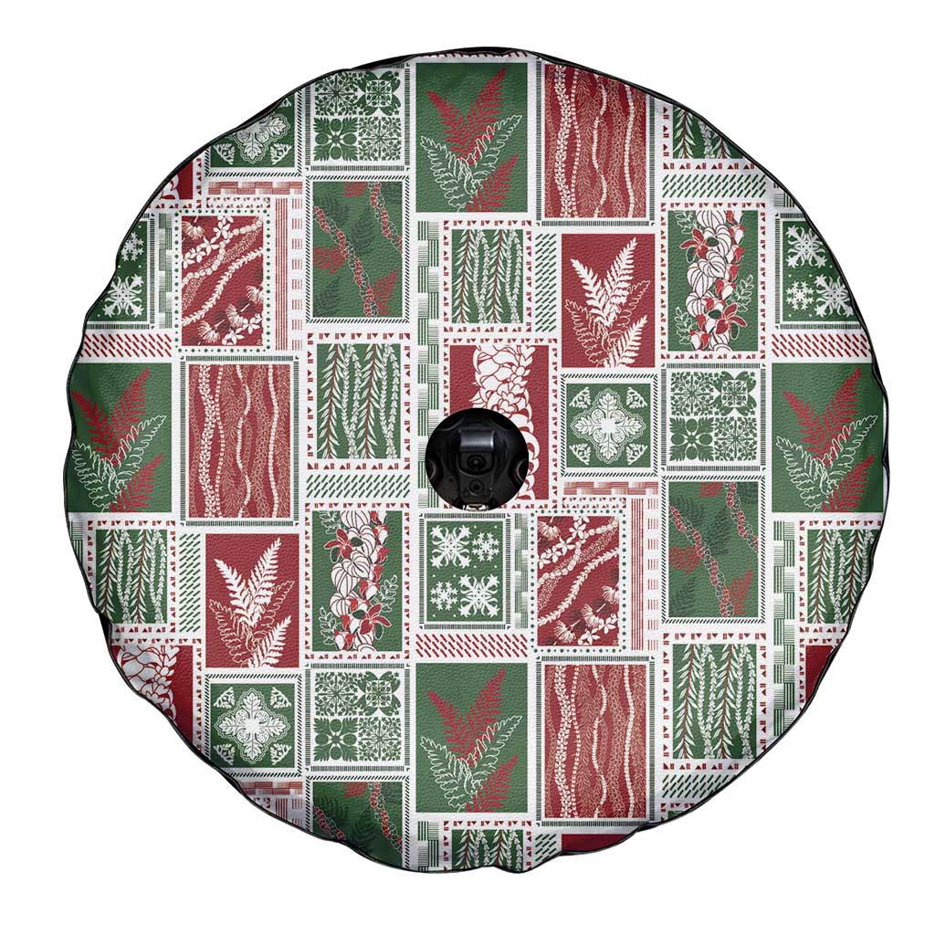 Mele Kalikimaka Hawaiian Quilt and Lei Patchwork Spare Tire Cover - Polynesian Pride