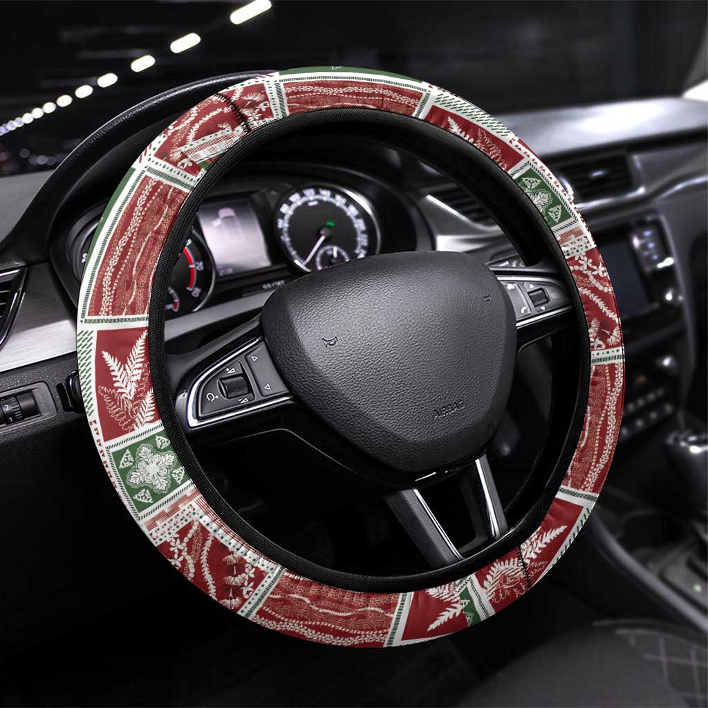 Mele Kalikimaka Hawaiian Quilt and Lei Patchwork Steering Wheel Cover - Polynesian Pride