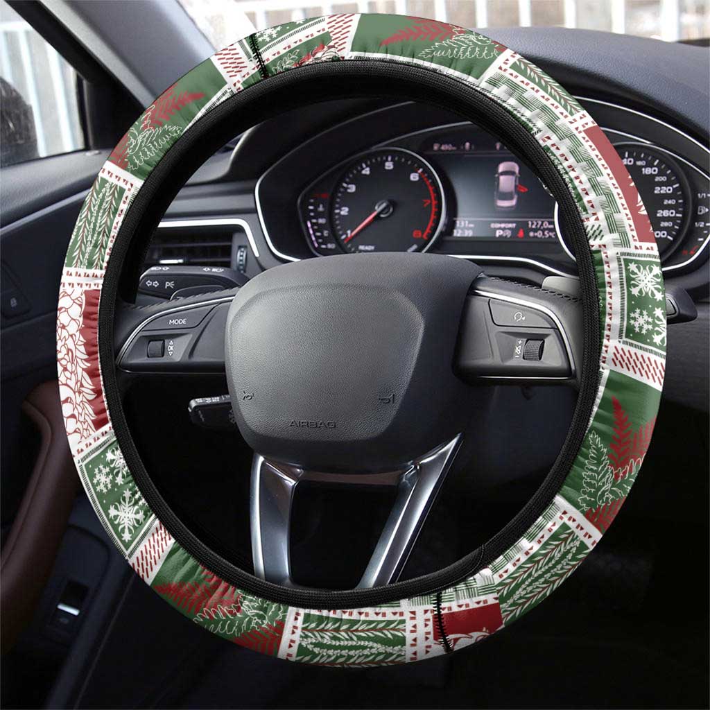 Mele Kalikimaka Hawaiian Quilt and Lei Patchwork Steering Wheel Cover - Polynesian Pride