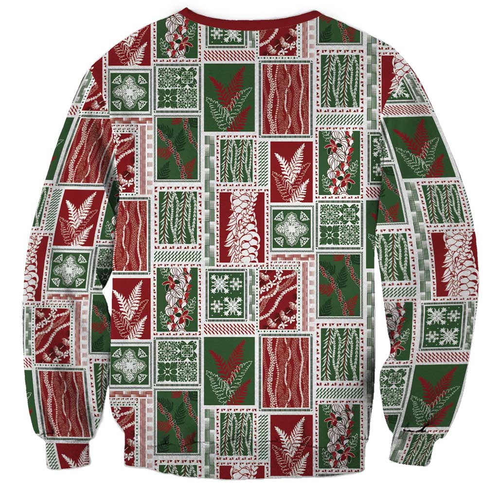 Mele Kalikimaka Hawaiian Quilt and Lei Patchwork Sweatshirt - Polynesian Pride
