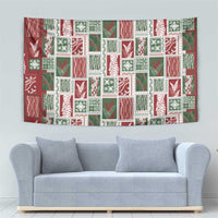 Mele Kalikimaka Hawaiian Quilt and Lei Patchwork Tapestry - Polynesian Pride