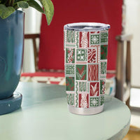 Mele Kalikimaka Hawaiian Quilt and Lei Patchwork Tumbler Cup - Polynesian Pride