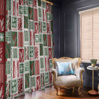 Mele Kalikimaka Hawaiian Quilt and Lei Patchwork Window Curtain - Polynesian Pride