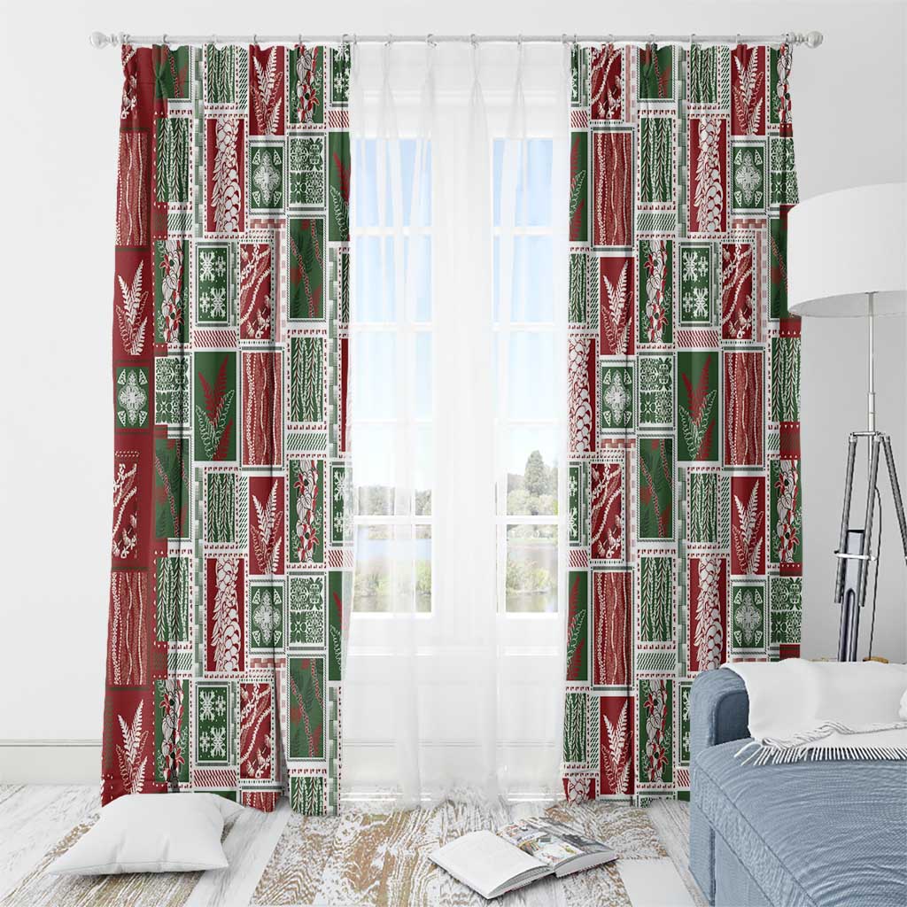 Mele Kalikimaka Hawaiian Quilt and Lei Patchwork Window Curtain - Polynesian Pride