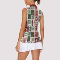 Mele Kalikimaka Hawaiian Quilt and Lei Patchwork Women Sleeveless Polo Shirt - Polynesian Pride