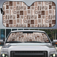 Vintage Aloha Block Quilt Auto Sun Shade Beige Inspired Lei Motifs - Polynesian Pride