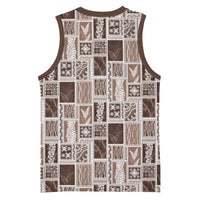 Vintage Aloha Block Quilt Basketball Jersey Beige Inspired Lei Motifs - Polynesian Pride