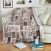 Vintage Aloha Block Quilt Blanket Beige Inspired Lei Motifs - Polynesian Pride