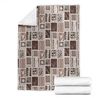 Vintage Aloha Block Quilt Blanket Beige Inspired Lei Motifs - Polynesian Pride