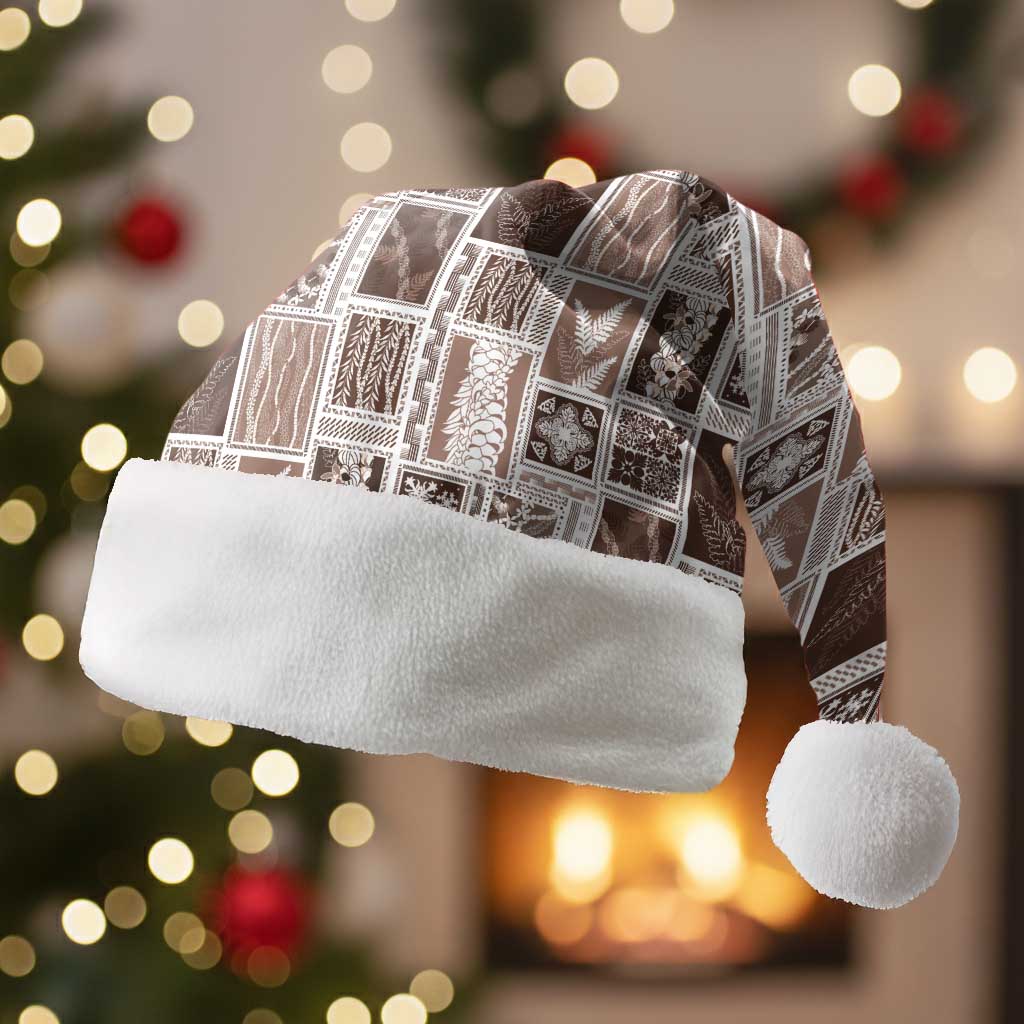 Vintage Aloha Block Quilt Christmas Santa Hat Beige Inspired Lei Motifs - Polynesian Pride