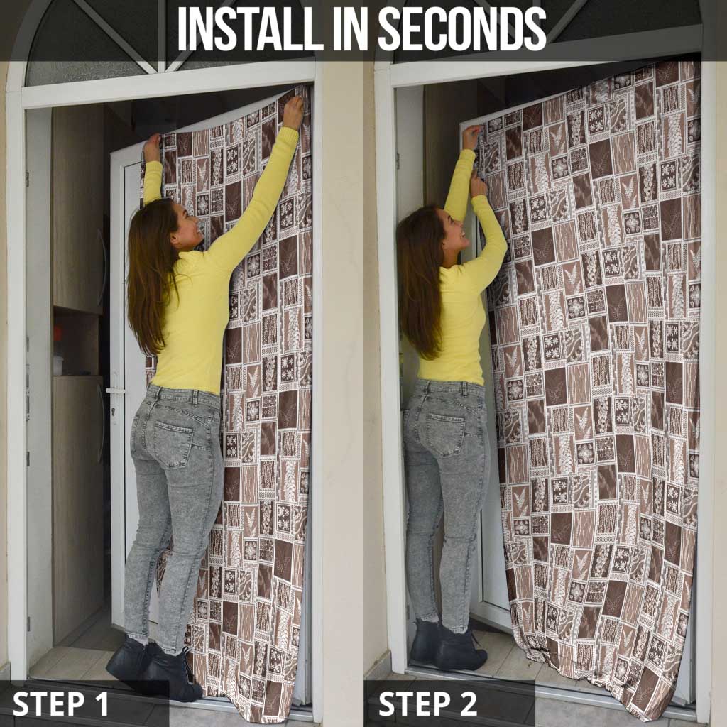 Vintage Aloha Block Quilt Door Cover Beige Inspired Lei Motifs - Polynesian Pride