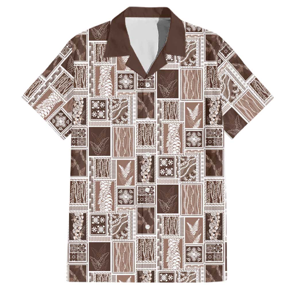 Vintage Aloha Block Quilt Family Matching Mermaid Dress and Hawaiian Shirt Beige Inspired Lei Motifs LT9 Dad's Shirt - Short Sleeve Beige - Polynesian Pride