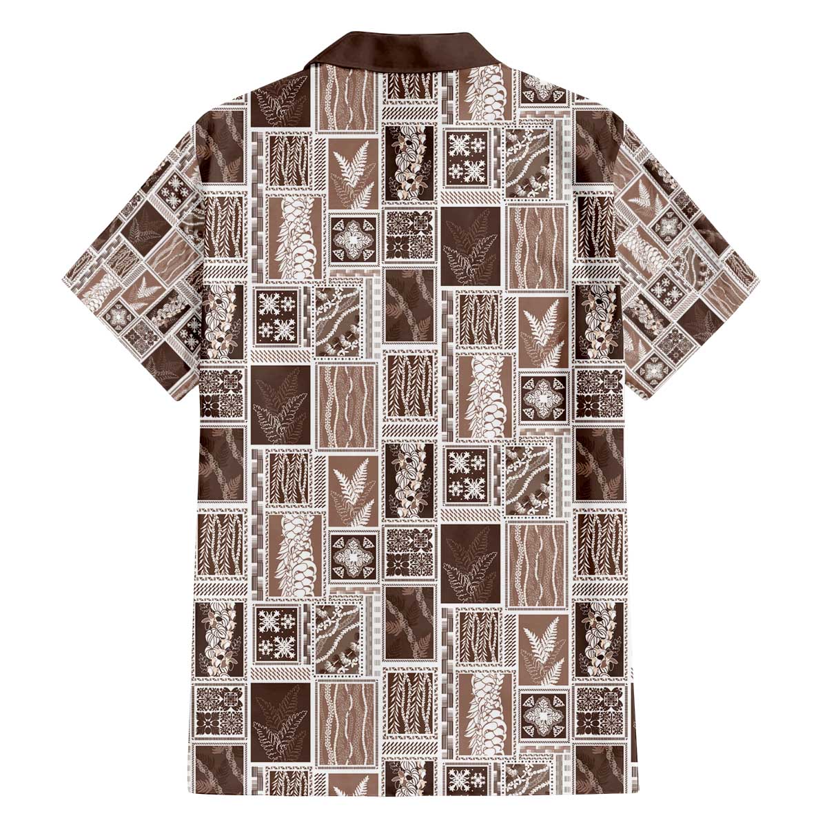 Vintage Aloha Block Quilt Family Matching Off The Shoulder Long Sleeve Dress and Hawaiian Shirt Beige Inspired Lei Motifs - Polynesian Pride