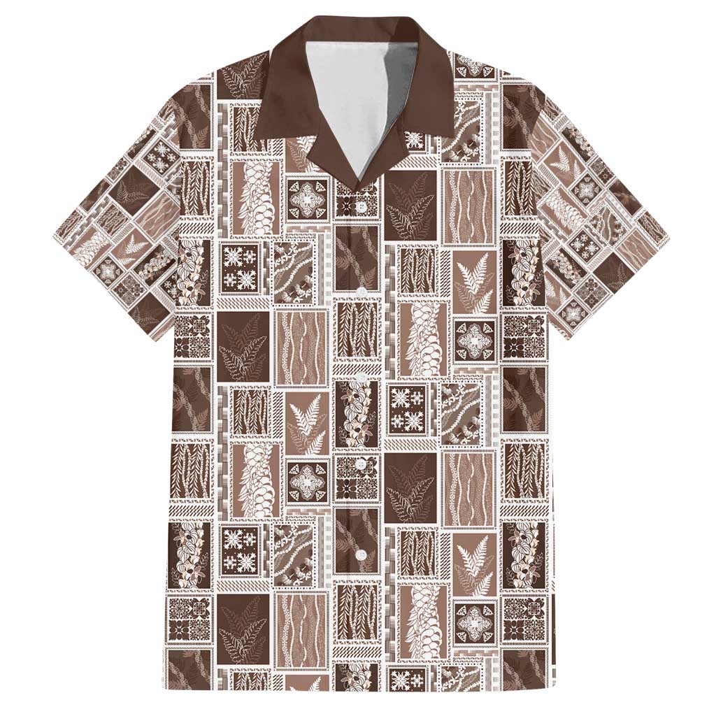 Vintage Aloha Block Quilt Family Matching Tank Maxi Dress and Hawaiian Shirt Beige Inspired Lei Motifs - Polynesian Pride