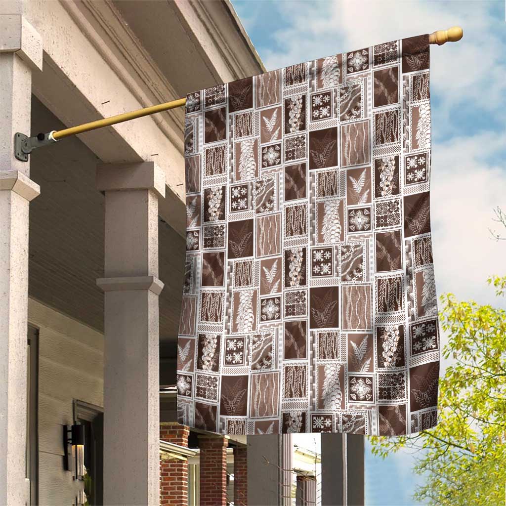Vintage Aloha Block Quilt Garden Flag Beige Inspired Lei Motifs LT9 House Flag Beige - Polynesian Pride