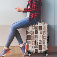 Vintage Aloha Block Quilt Luggage Cover Beige Inspired Lei Motifs - Polynesian Pride