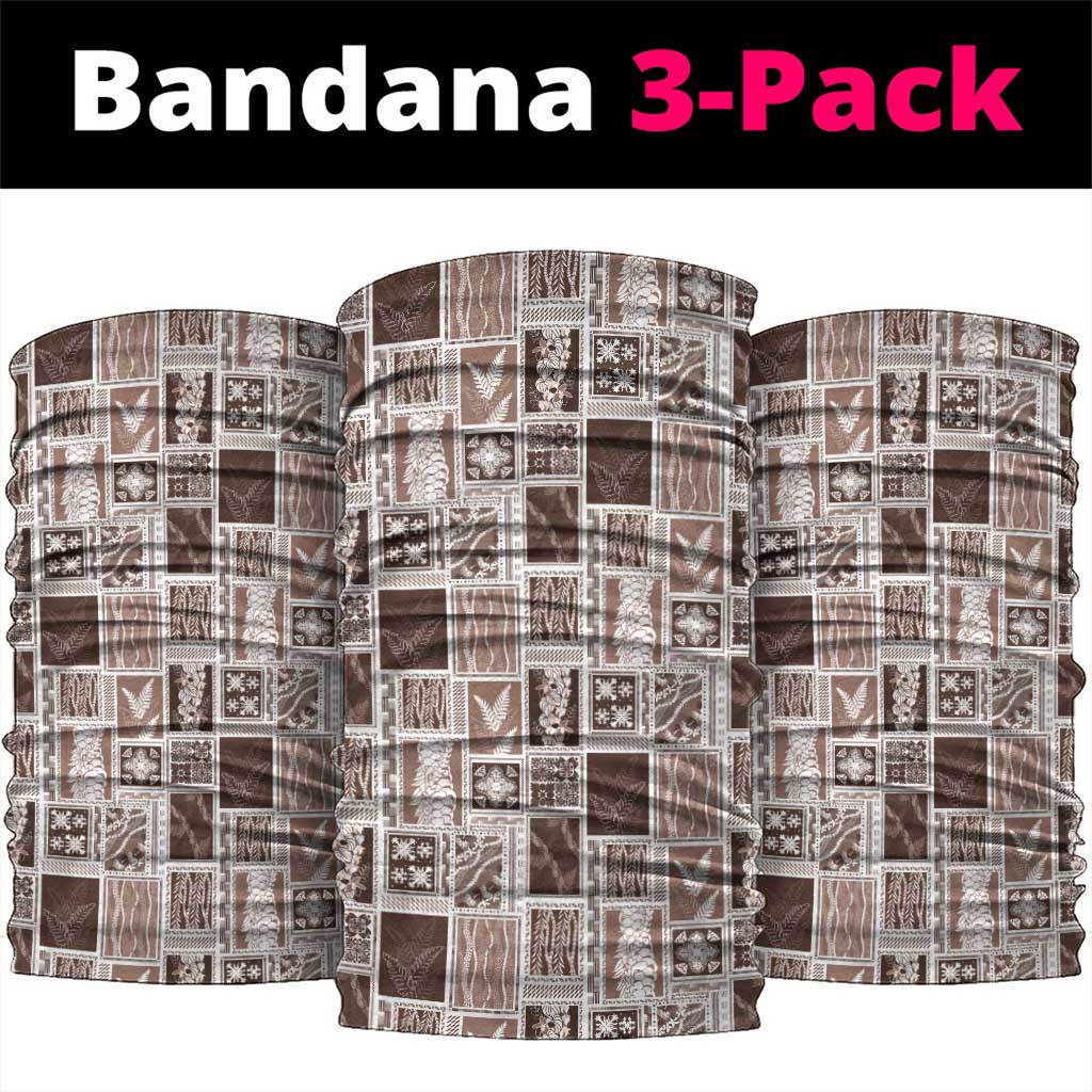 Vintage Aloha Block Quilt Neck Gaiter Beige Inspired Lei Motifs LT9 package One Size: 25*50cm Beige - Polynesian Pride