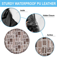 Vintage Aloha Block Quilt Spare Tire Cover Beige Inspired Lei Motifs - Polynesian Pride