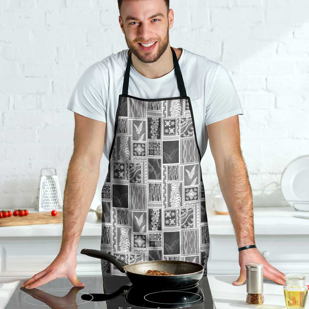 Vintage Aloha Block Quilt Apron Black Inspired Lei Motifs - Polynesian Pride