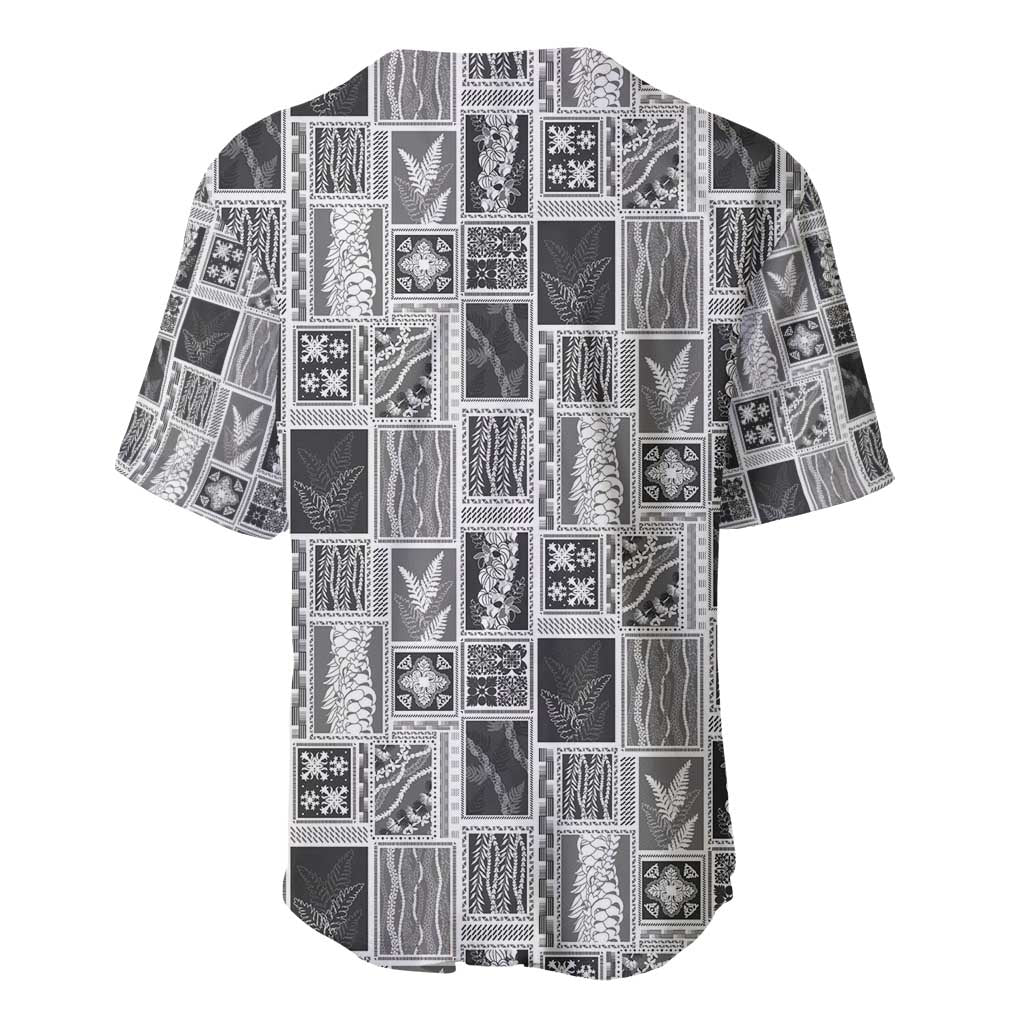 Vintage Aloha Block Quilt Baseball Jersey Black Inspired Lei Motifs - Polynesian Pride