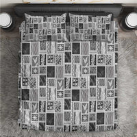 Vintage Aloha Block Quilt Bedding Set Black Inspired Lei Motifs - Polynesian Pride