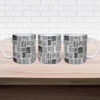 Vintage Aloha Block Quilt Ceramic Mug Black Inspired Lei Motifs - Polynesian Pride