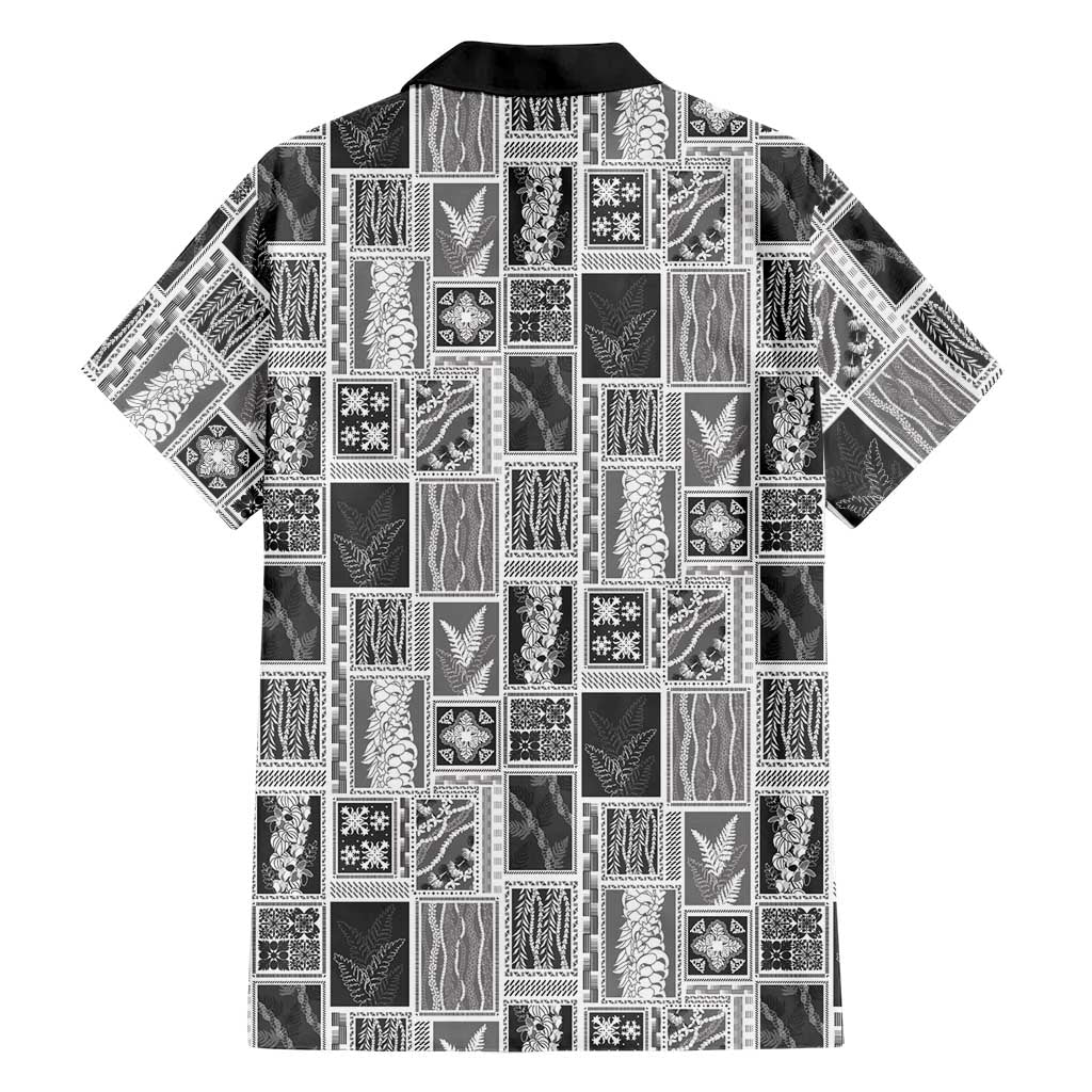 Vintage Aloha Block Quilt Family Matching Long Sleeve Bodycon Dress and Hawaiian Shirt Black Inspired Lei Motifs LT9 - Polynesian Pride