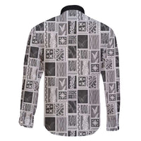 Vintage Aloha Block Quilt Family Matching Off Shoulder Short Dress and Hawaiian Shirt Black Inspired Lei Motifs - Polynesian Pride