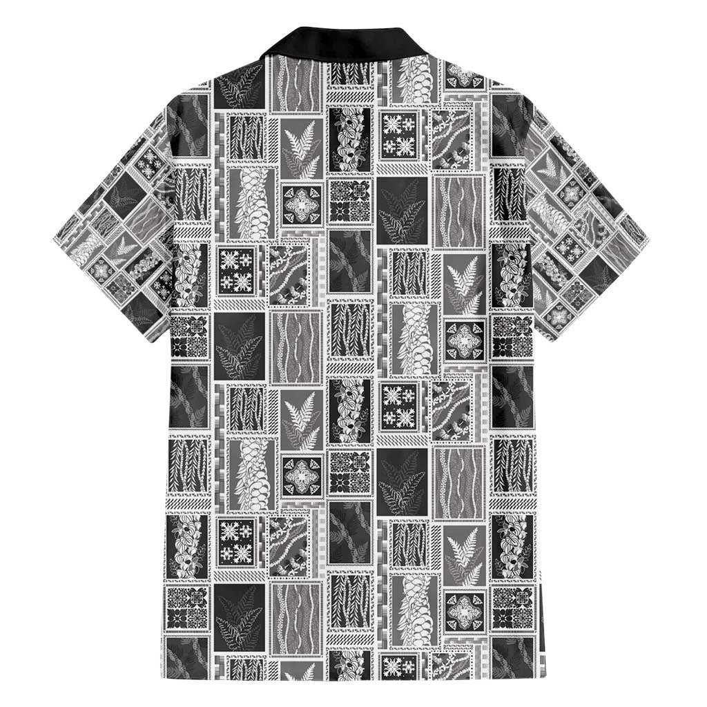 Vintage Aloha Block Quilt Family Matching Short Sleeve Bodycon Dress and Hawaiian Shirt Black Inspired Lei Motifs - Polynesian Pride