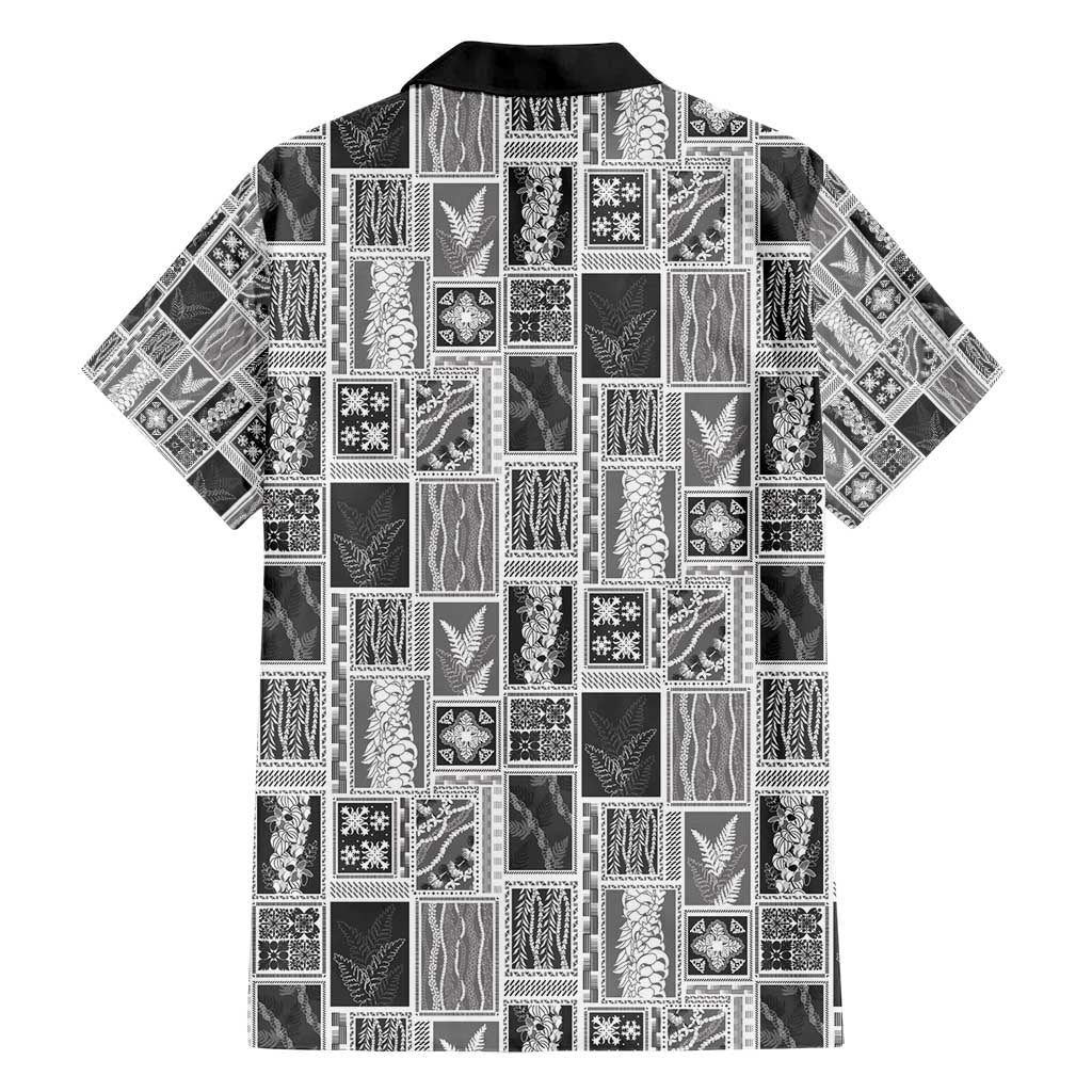 Vintage Aloha Block Quilt Hawaiian Shirt Black Inspired Lei Motifs - Polynesian Pride