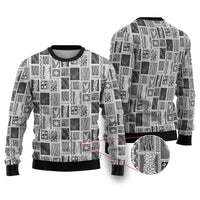 Vintage Aloha Block Quilt Ugly Christmas Sweater Black Inspired Lei Motifs - Polynesian Pride