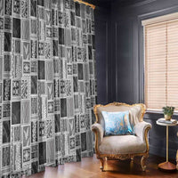 Vintage Aloha Block Quilt Window Curtain Black Inspired Lei Motifs - Polynesian Pride