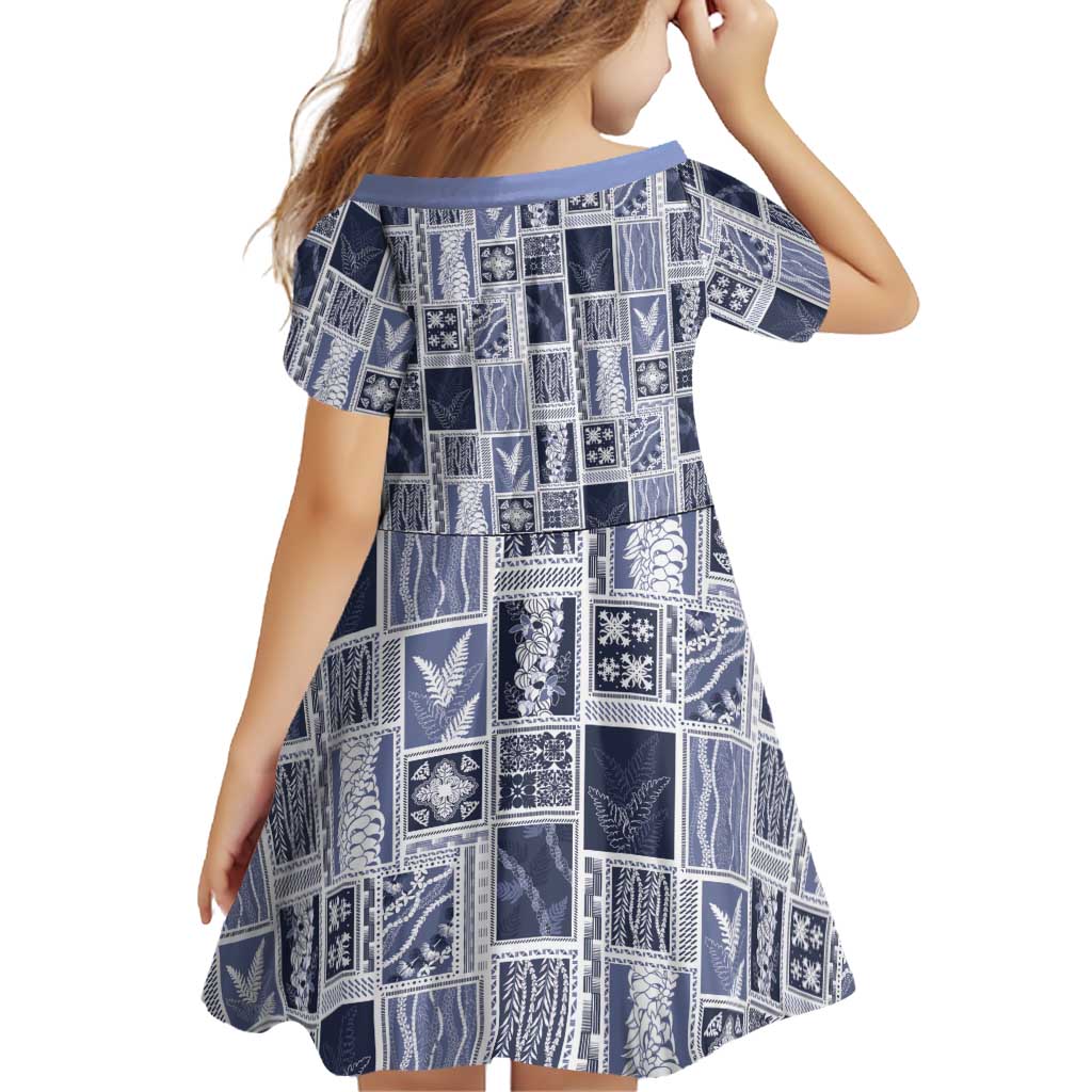Vintage Aloha Block Quilt Family Matching Tank Maxi Dress and Hawaiian Shirt Blue Inspired Lei Motifs - Polynesian Pride