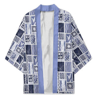 Vintage Aloha Block Quilt Kimono Blue Inspired Lei Motifs - Polynesian Pride