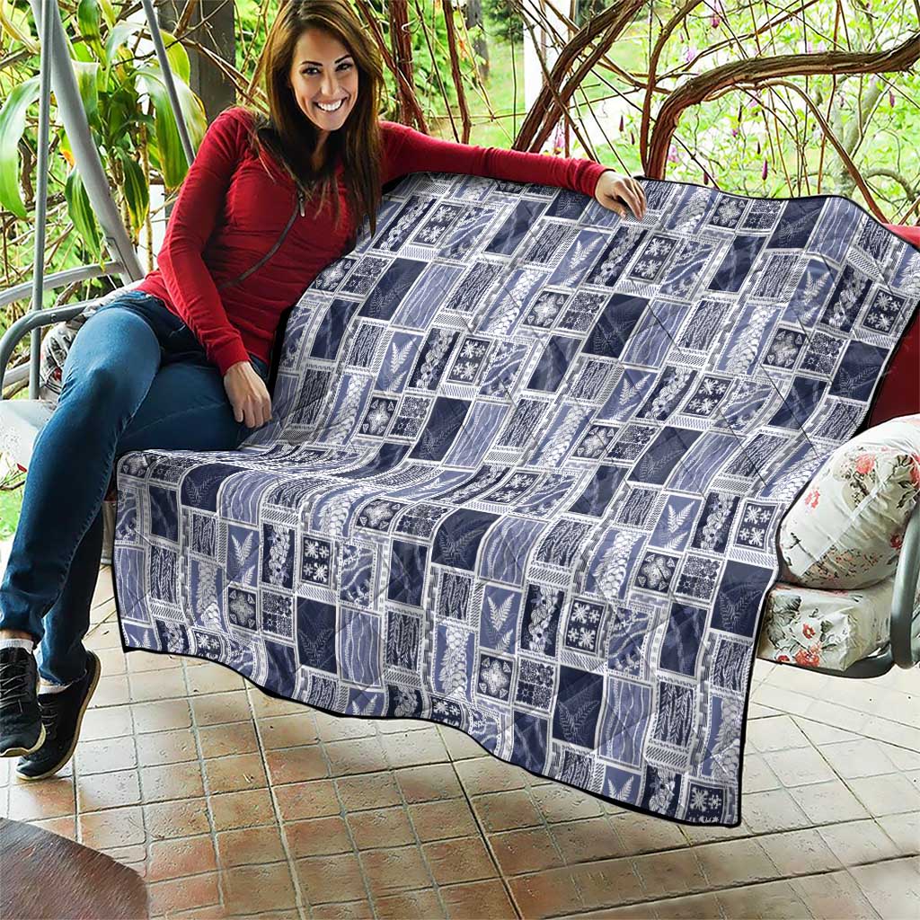 Vintage Aloha Block Quilt Quilt Blue Inspired Lei Motifs - Polynesian Pride