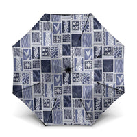 Vintage Aloha Block Quilt Umbrella Blue Inspired Lei Motifs - Polynesian Pride