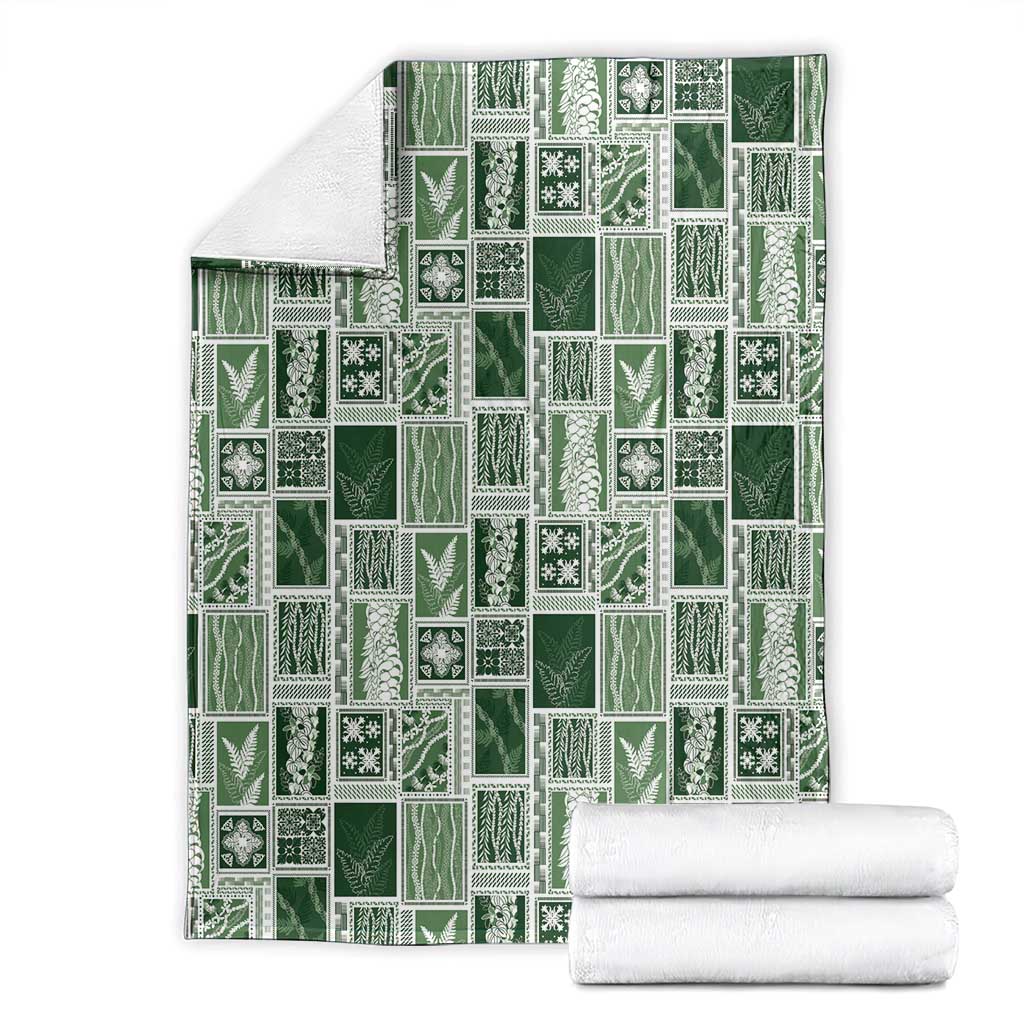Vintage Aloha Block Quilt Blanket Green Inspired Lei Motifs - Polynesian Pride