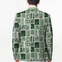 Vintage Aloha Block Quilt Blazer Green Inspired Lei Motifs - Polynesian Pride