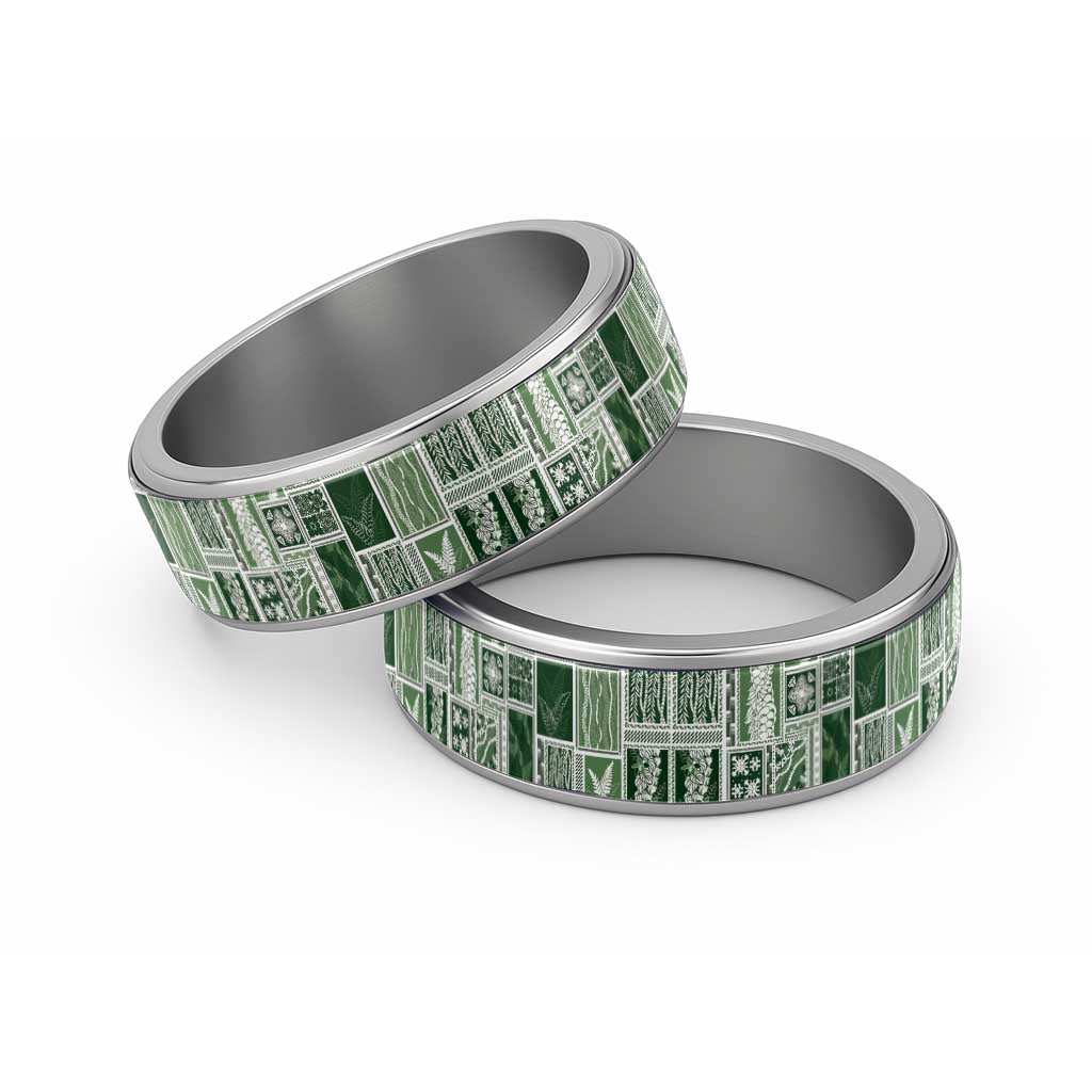 Vintage Aloha Block Quilt Classic Ring Green Inspired Lei Motifs LT9 Sliver Green - Polynesian Pride