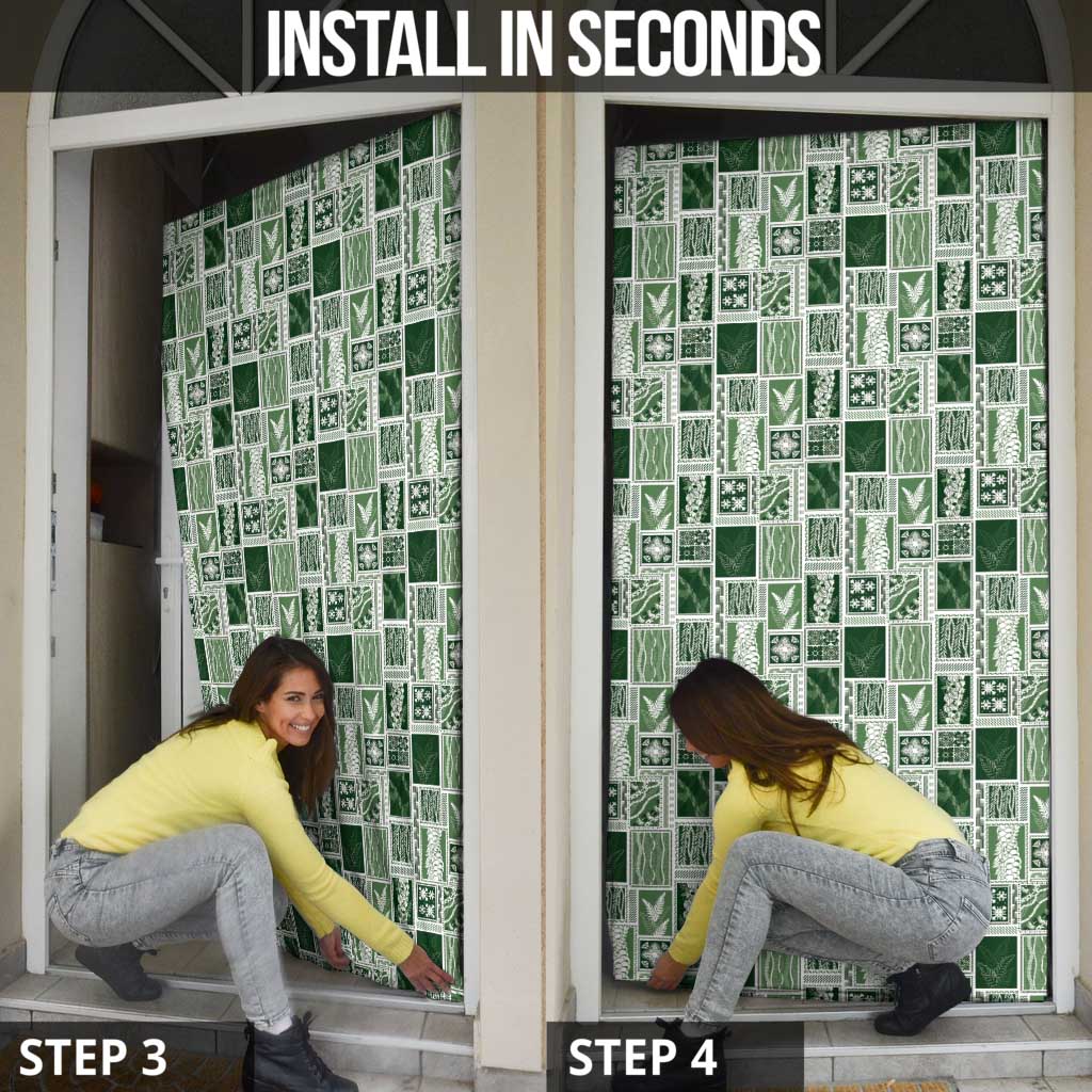 Vintage Aloha Block Quilt Door Cover Green Inspired Lei Motifs - Polynesian Pride