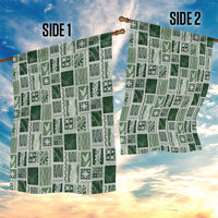 Vintage Aloha Block Quilt Garden Flag Green Inspired Lei Motifs - Polynesian Pride