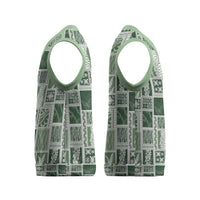 Vintage Aloha Block Quilt Christmas Knitted V-Neck Vest Green Inspired Lei Motifs - Polynesian Pride