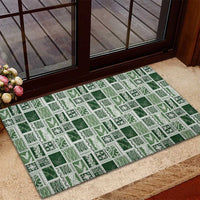 Vintage Aloha Block Quilt Rubber Doormat Green Inspired Lei Motifs - Polynesian Pride