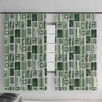 Vintage Aloha Block Quilt Window Curtain Green Inspired Lei Motifs - Polynesian Pride
