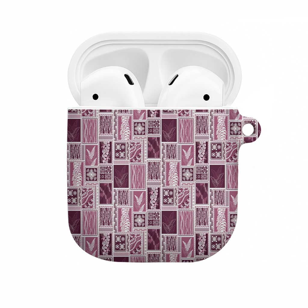 Vintage Aloha Block Quilt AirPods Case Pink Inspired Lei Motifs - Polynesian Pride